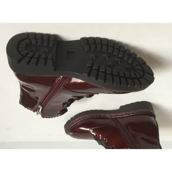 NEW ⭐ Glitter ⭐Glossy Plum Kids Girl Booties Boots ~ size 13
