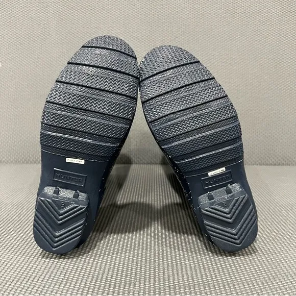 NEW Hunter Original Tall Glitter Rubber Rain Boots Navy Blue‎ Girls Size 6