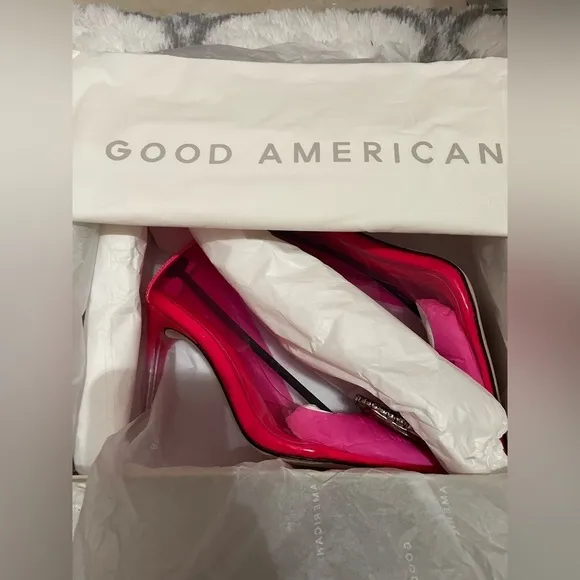 NEW In box Good American Cinder-F*cking-Rella Pink Barbie pumps Cinderella