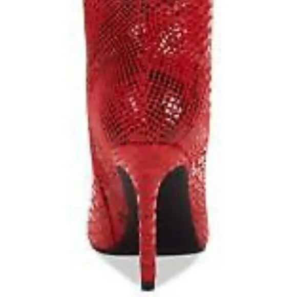 New in Box INC Sz 6.5. Rajel Red Snake Dress High Stiletto Heel Beautiful Boots
