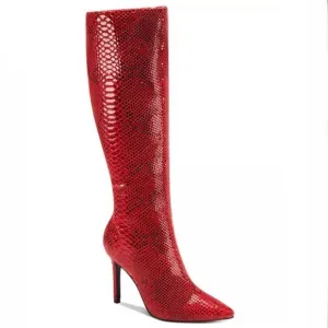 New in Box INC Sz 6.5. Rajel Red Snake Dress High Stiletto Heel Beautiful Boots