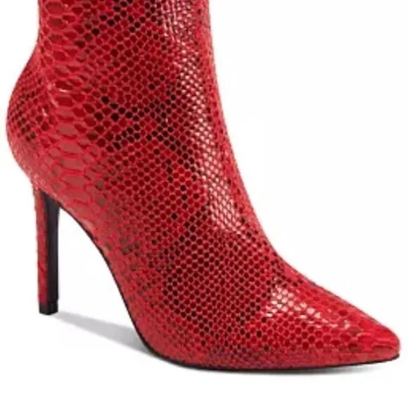 New in Box INC Sz 6.5. Rajel Red Snake Dress High Stiletto Heel Beautiful Boots