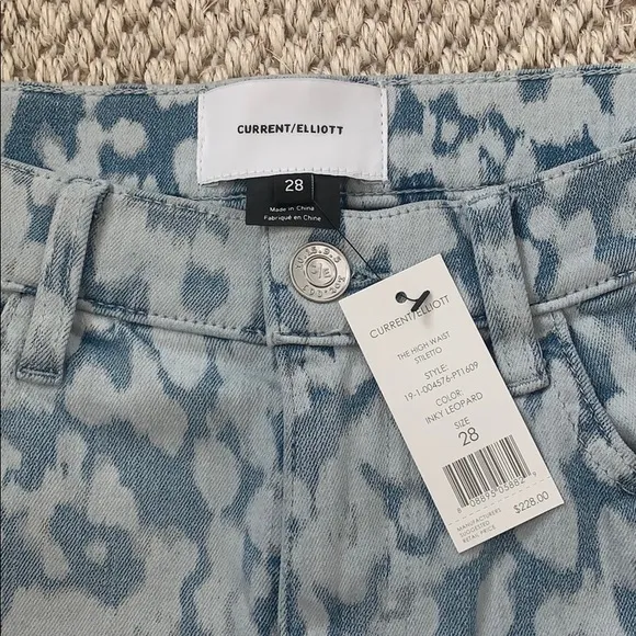 NEW Inky Leopard Current Elliott High Waist Denim