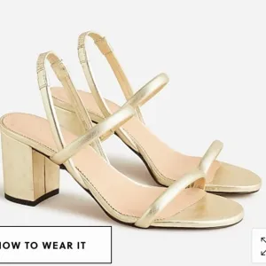 New J Crew Lucie slingback block-heel sandals in metallic leatherItem BF482
