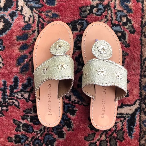 NEW Jack Rogers Sandals Champagne Glitter Size 3