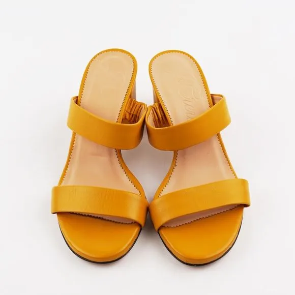 New JCREW Size 7 Lucie Double-Strap Block-Heel Sandals in Warm Marigold