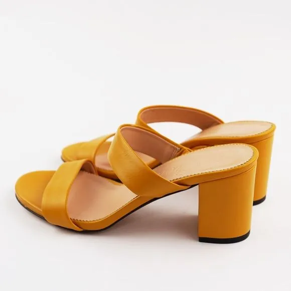 New JCREW Size 7 Lucie Double-Strap Block-Heel Sandals in Warm Marigold