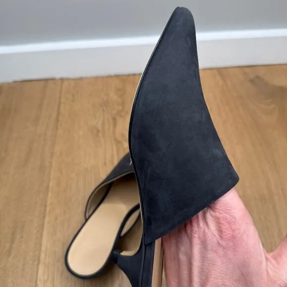 NEW Jenni Kayne Black Oiled Leather Kitten Heel Mule Pointed Toe Size 36 (US 6)