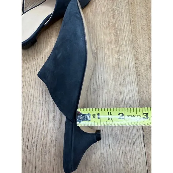 NEW Jenni Kayne Black Oiled Leather Kitten Heel Mule Pointed Toe Size 36 (US 6)