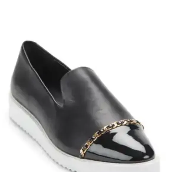 NEW Karl Lagerfeld Paris Caralee Slip on Cap Toe Leather Shoes Womens Size 6.5