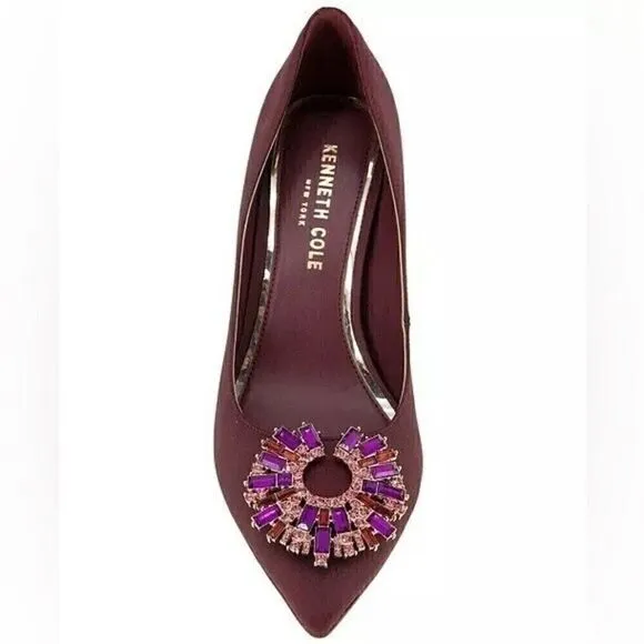 New Kenneth Cole New York Women's Romi Starburst Pump high heels wine shoes 7M
