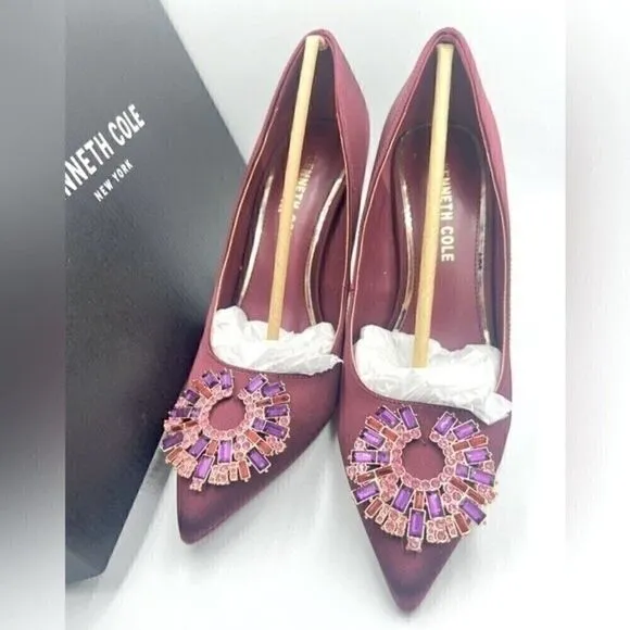 New Kenneth Cole New York Women's Romi Starburst Pump high heels wine shoes 7M