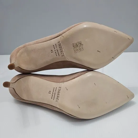 NEW L'agence Eloise Pump Stiletto Heel Mink Tan Suede EU Size 41 US 11