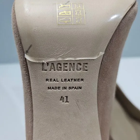 NEW L'agence Eloise Pump Stiletto Heel Mink Tan Suede EU Size 41 US 11
