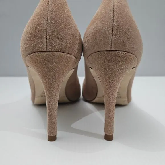 NEW L'agence Eloise Pump Stiletto Heel Mink Tan Suede EU Size 41 US 11