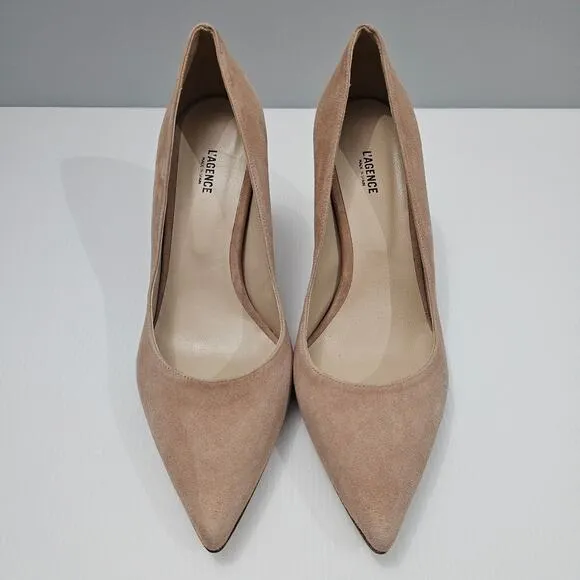 NEW L'agence Eloise Pump Stiletto Heel Mink Tan Suede EU Size 41 US 11