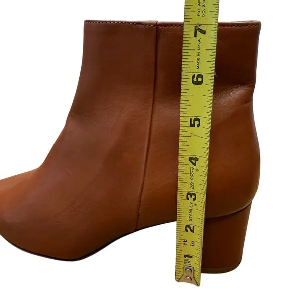 NEW L'AGENCE Jeanne II Pointed Toe Boots Bootie Luggage Brown Leather Side Zip