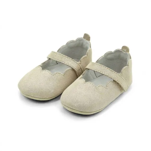 NEW L'AMOUR girls mimi scalloped crib mary janes in champagne