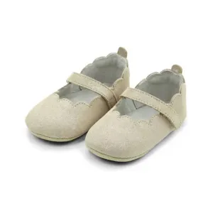 NEW L'AMOUR girls mimi scalloped crib mary janes in champagne