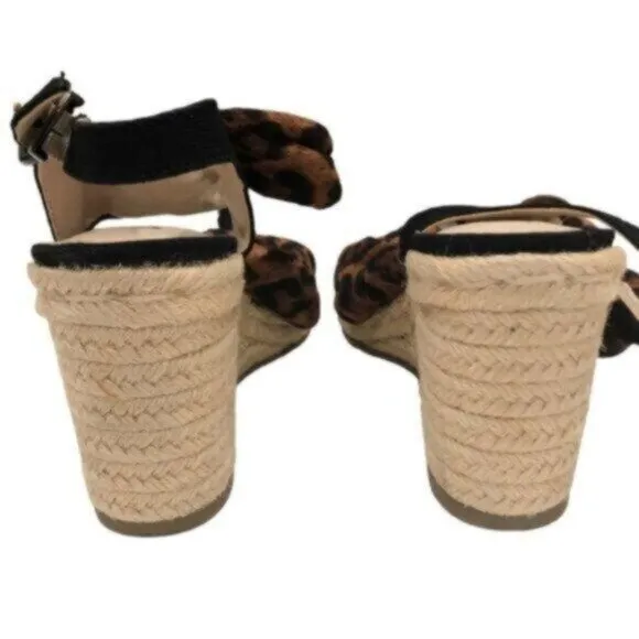 NEW Life Stride Brown Animal Print Wedge Business Casual Everyday Sandals 8