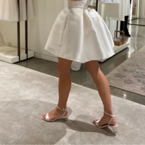 NEW Loeffler Randall Alice 45MM Satin Sandals - White Block Wedding Heels