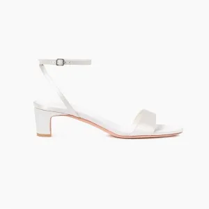 NEW Loeffler Randall Alice 45MM Satin Sandals - White Block Wedding Heels