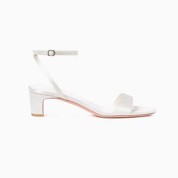 NEW Loeffler Randall Alice 45MM Satin Sandals - White Block Wedding Heels