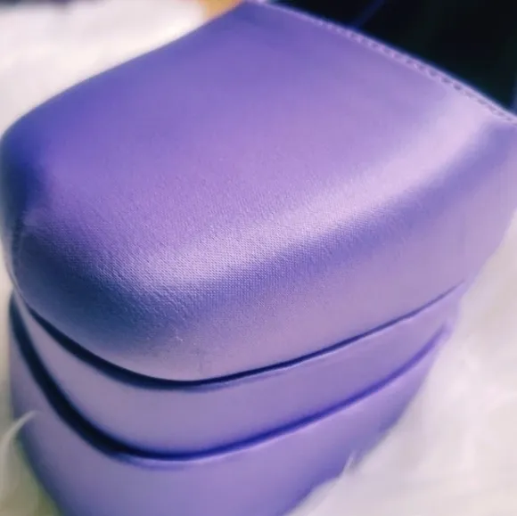 NEW LUXURY LAVENDER SATIN MEDUSA PLATFORM HEELS