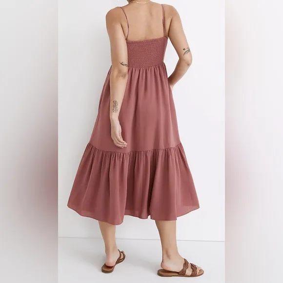 NEW Madewell Ruched Keyhole Tiered Midi Dress!!!