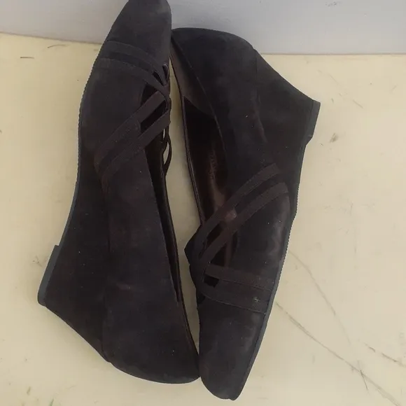 NEW Markon Suede wedges heels Shoes Pumps sz 10 cut out strappy