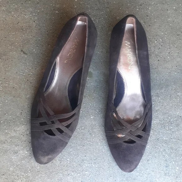 NEW Markon Suede wedges heels Shoes Pumps sz 10 cut out strappy