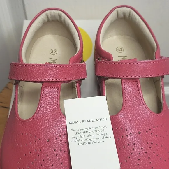 NEW MINI BODEN GIRLS 32 LEATHER T-BAR SHOES