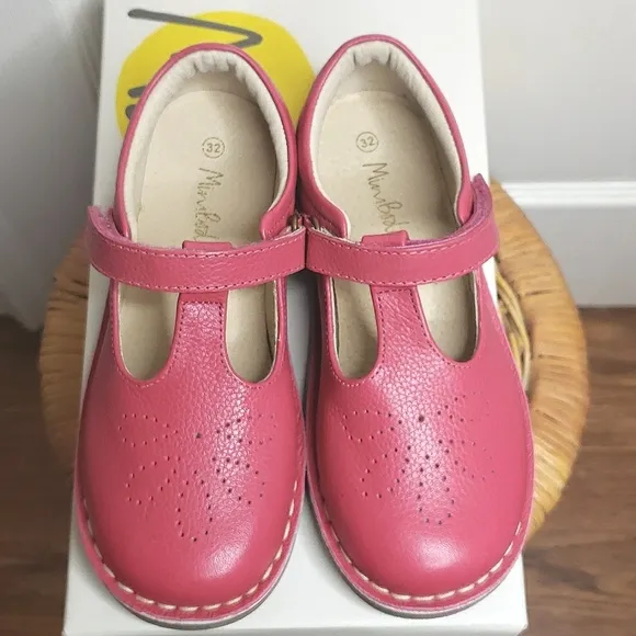 NEW MINI BODEN GIRLS 32 LEATHER T-BAR SHOES