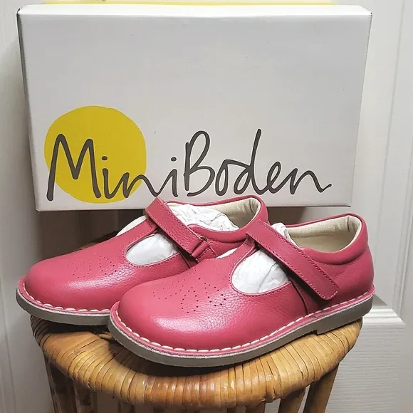 NEW MINI BODEN GIRLS 32 LEATHER T-BAR SHOES