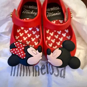 NEW! Mini Melissa Red Dress Shoes w/ kissing Mickey and Minnie Mouse Disney