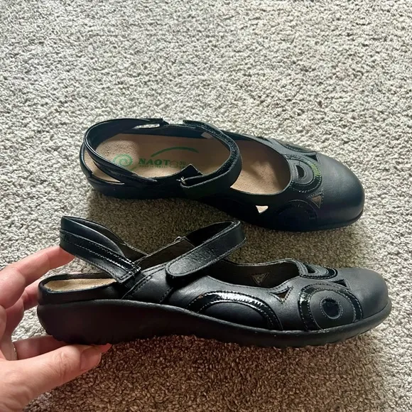 New NAOT Footwear Rongo Matai Size 39 Mary Janes Shoes Black Leather Flats