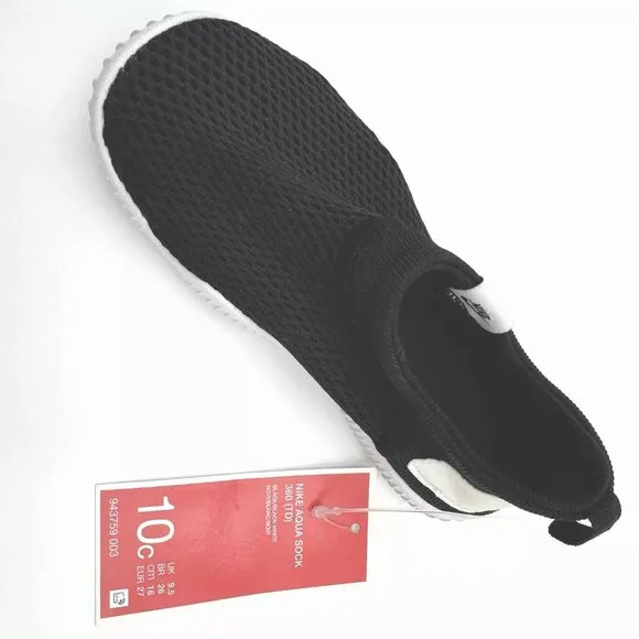 NEW Nike Aqua Sock 360 Shoes Toddler Kid's 943759-003 Black White Sizes 8 9 10