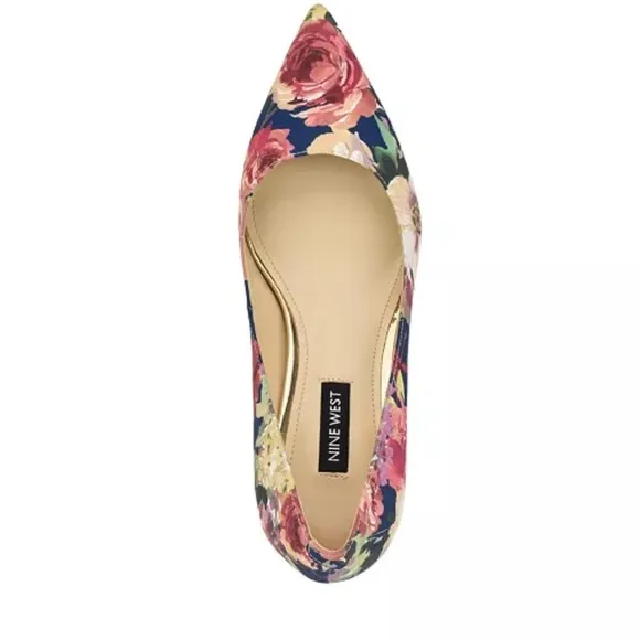 NEW Nine West Arlene Floral Multi Kitten Heels 2” Women’s Size 8 Pink NWOB