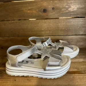 New NWOB Little Kids Primigi Silver Glitter Star Strappy Shoes Sandals Size 13 C