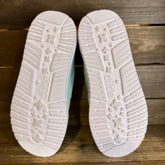 New NWT Big Kids Hey Dude Wendy Green Glitter Comfort Slip On Shoes Loafers 2 Y