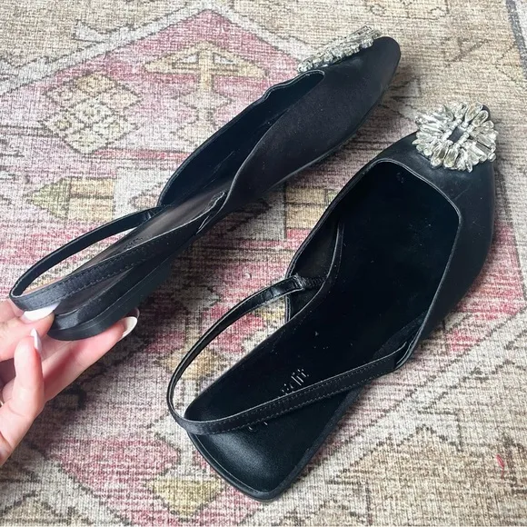NEW Open Edit Kendall Ornament Pointed Toe Slingback Flats