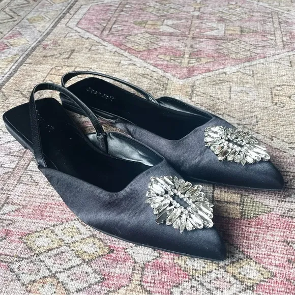 NEW Open Edit Kendall Ornament Pointed Toe Slingback Flats