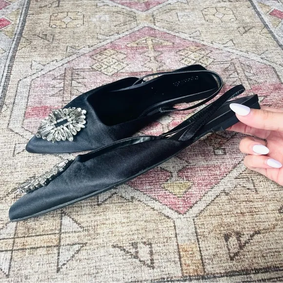 NEW Open Edit Kendall Ornament Pointed Toe Slingback Flats