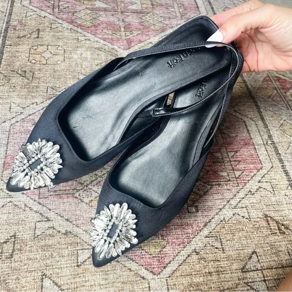 NEW Open Edit Kendall Ornament Pointed Toe Slingback Flats