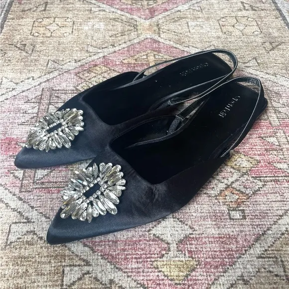 NEW Open Edit Kendall Ornament Pointed Toe Slingback Flats