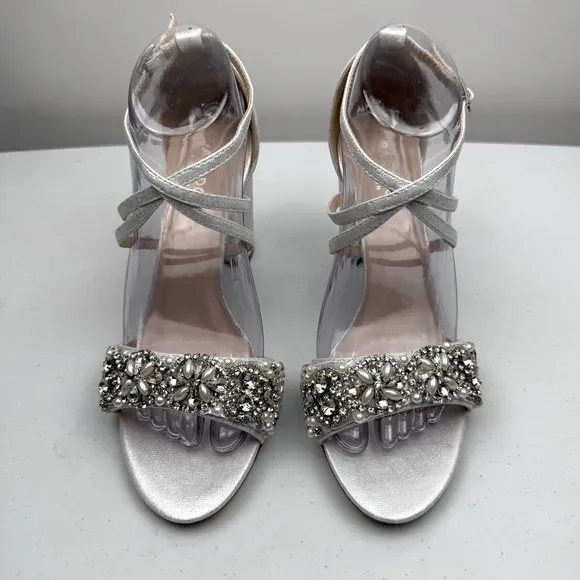 NEW Paradox London Pink Women's Hira Block Heel Sandal Silver Size 8.5