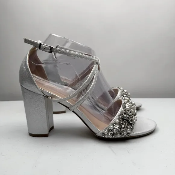 NEW Paradox London Pink Women's Hira Block Heel Sandal Silver Size 8.5