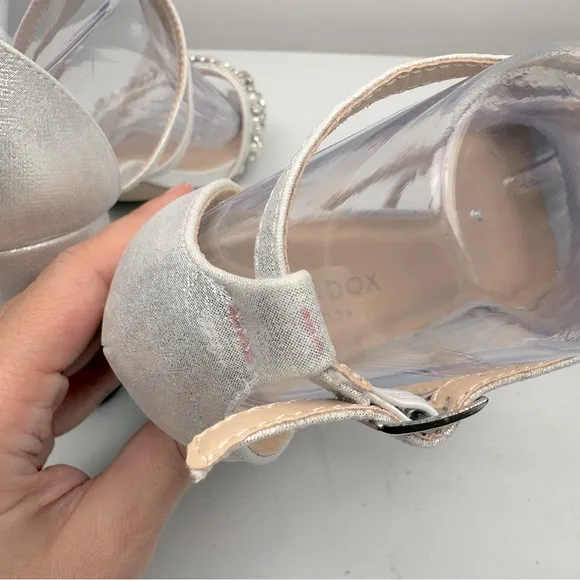 NEW Paradox London Pink Women's Hira Block Heel Sandal Silver Size 8.5