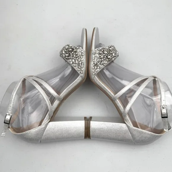 NEW Paradox London Pink Women's Hira Block Heel Sandal Silver Size 8.5