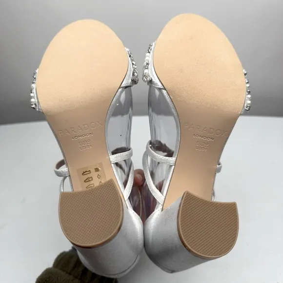 NEW Paradox London Pink Women's Hira Block Heel Sandal Silver Size 8.5